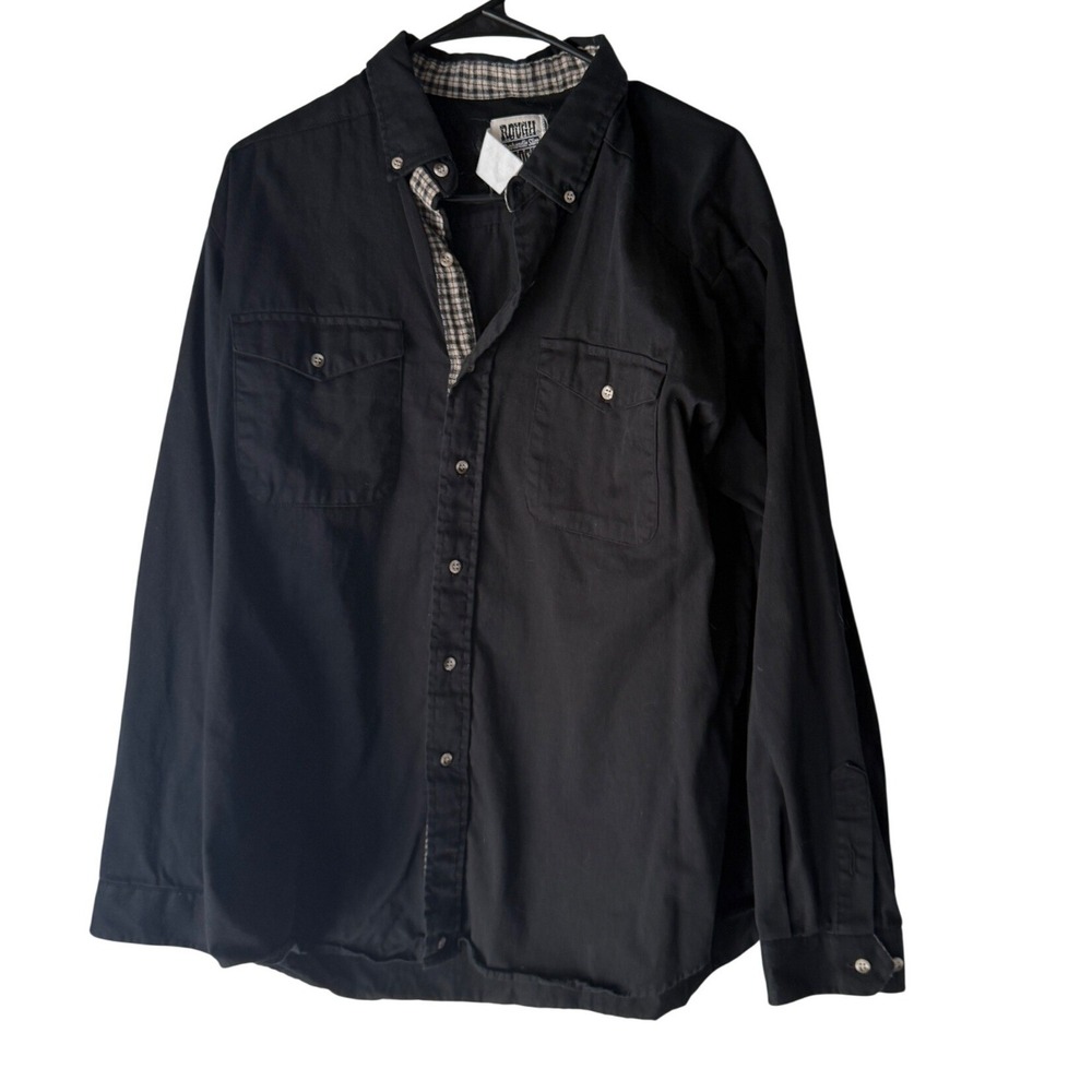 Rough Stock Vintage‎ 90s Panhandle Slim Black Button Up Shirt Men Size L Western